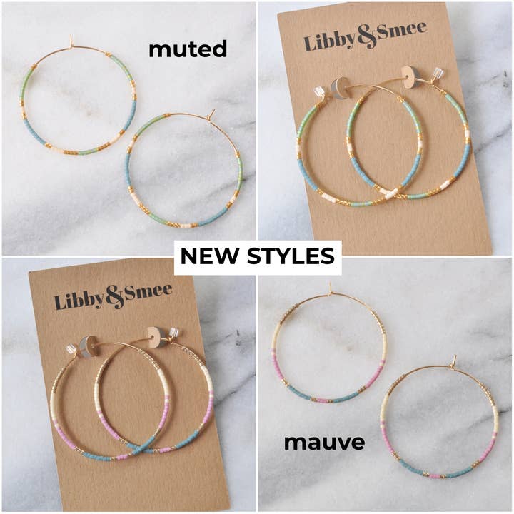 Libby & Smee - Vendita all'ingrosso Orecchini a cerchio - Cerchi dorati con minuscole perline in vetro4