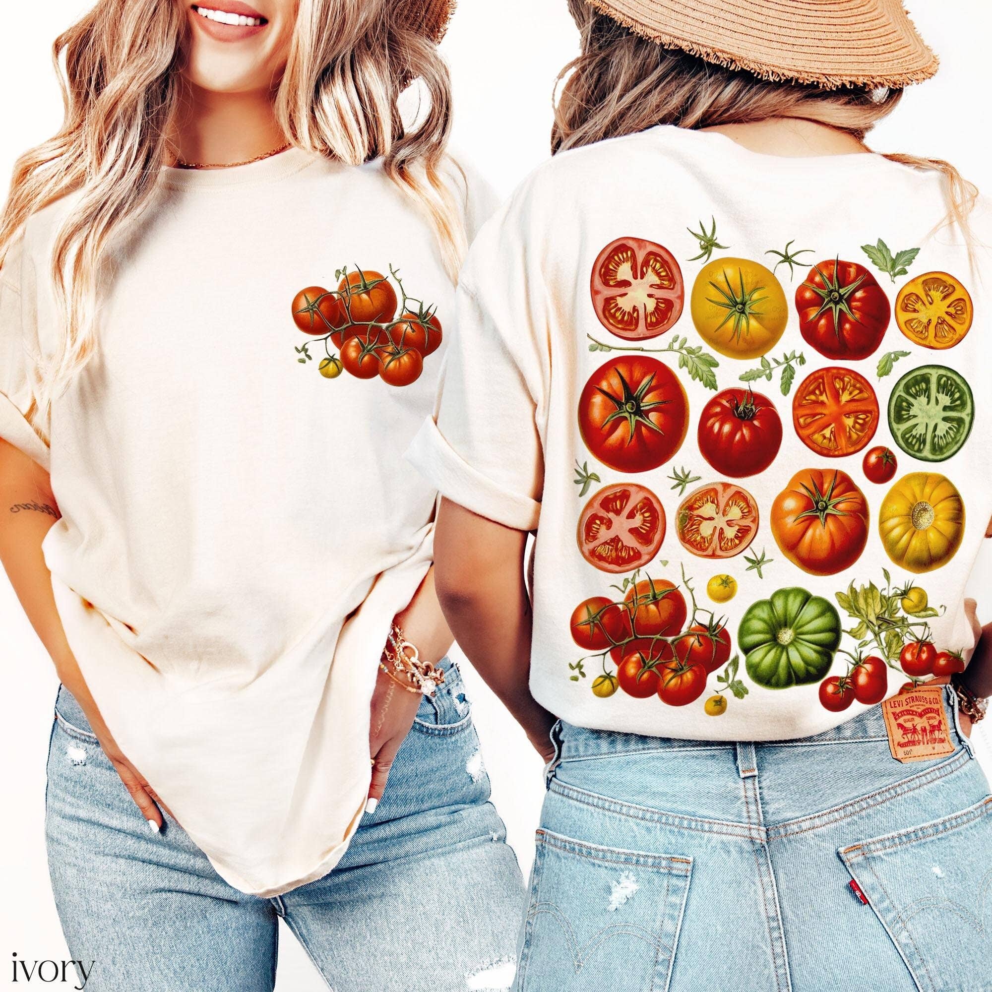 NVC Ecommerce LLC – Großhandel T-Shirt (Grafikdruck) – Damen – Vintage-Tomaten-Shirt, Bauernmarkt-Cottagecore-Sweatshirt0