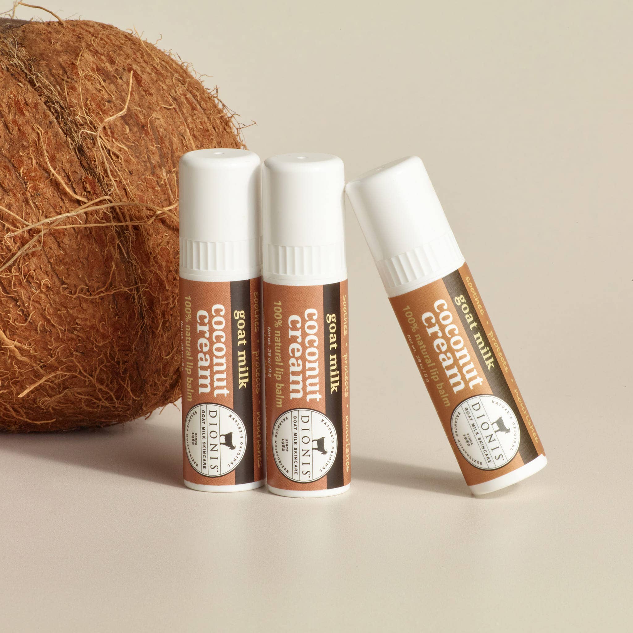 Dionis Goat Milk Skincare - Wholesale Lip Balm Set - Dionis Coconut Cream Goat Milk Lip Balm, .28 oz. (6ct Bag)1