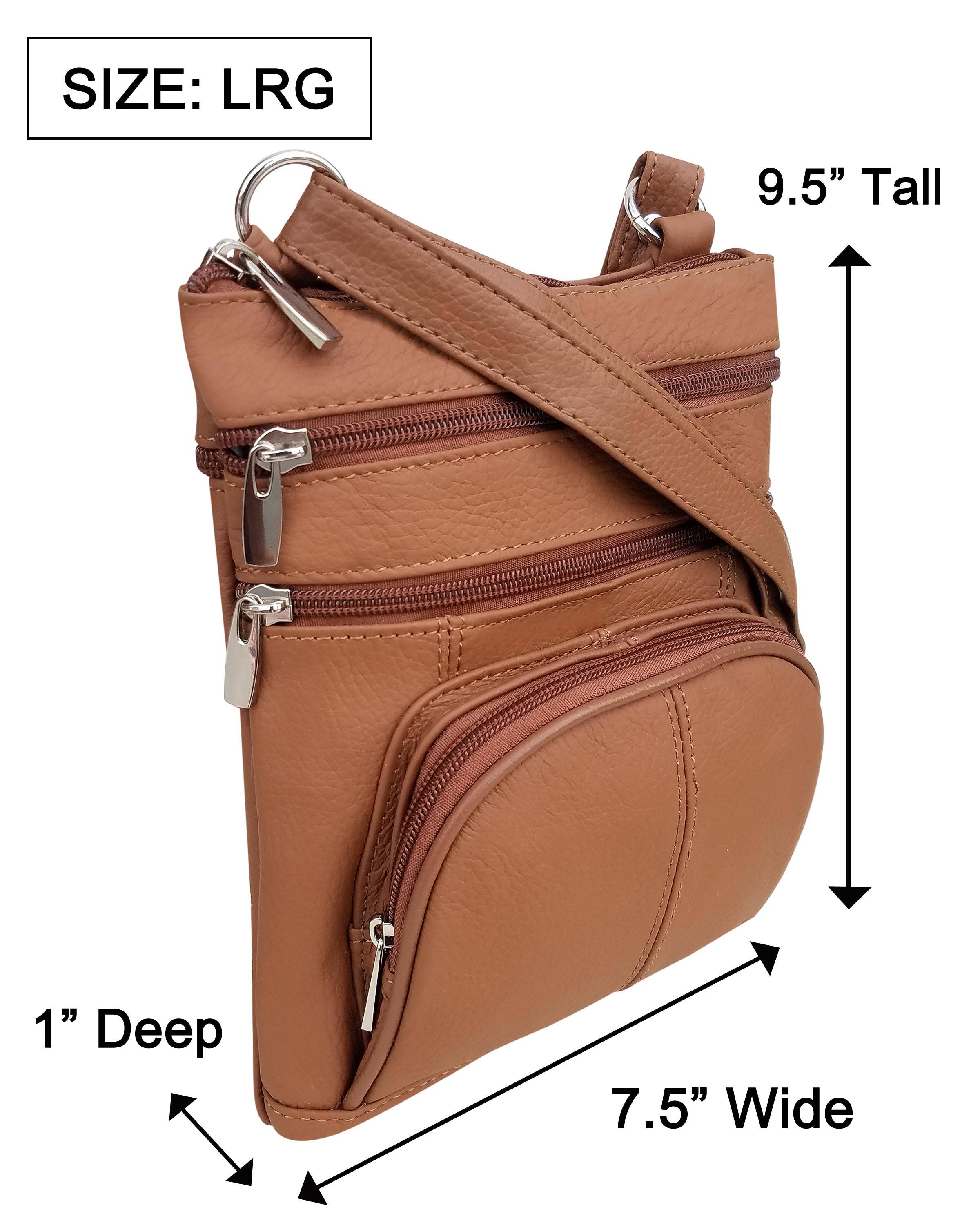Roma Leathers, Inc. - Wholesale Crossbody Bag - Women's - RM004L Cowhide leather Crossbody with phone pocket back side13
