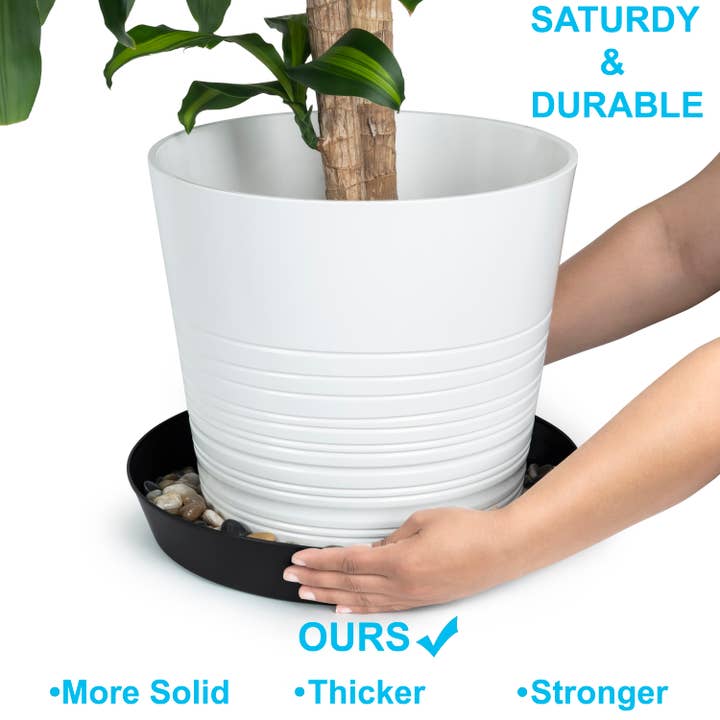 Austin Planter - Wholesale Plant Pot - Plant Saucers - Black PP, Heavy Duty, Indoor or Outdoor