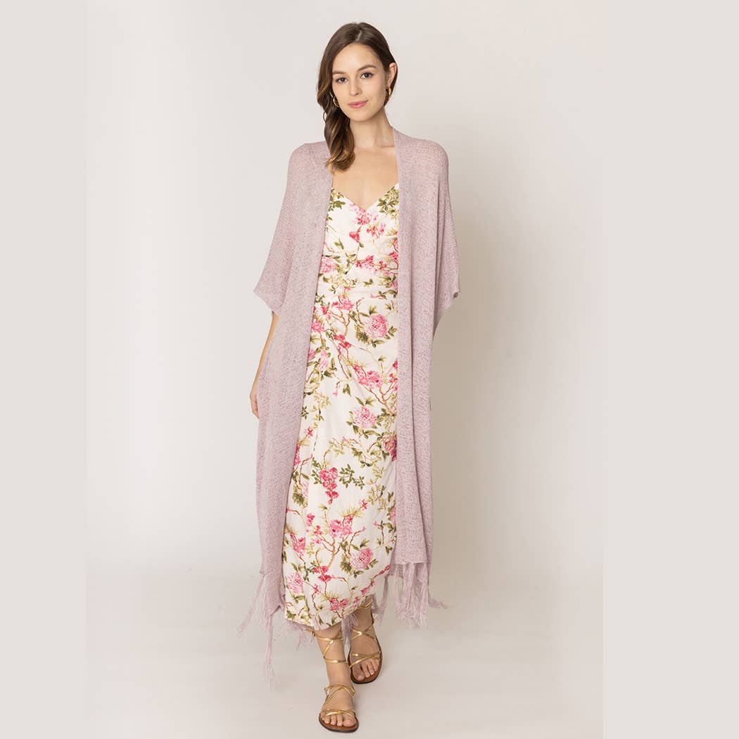 Fashion City - Venta al por mayor Kimono - Mujer - Cárdigan largo de punto con flecos y forro tipo kimono7