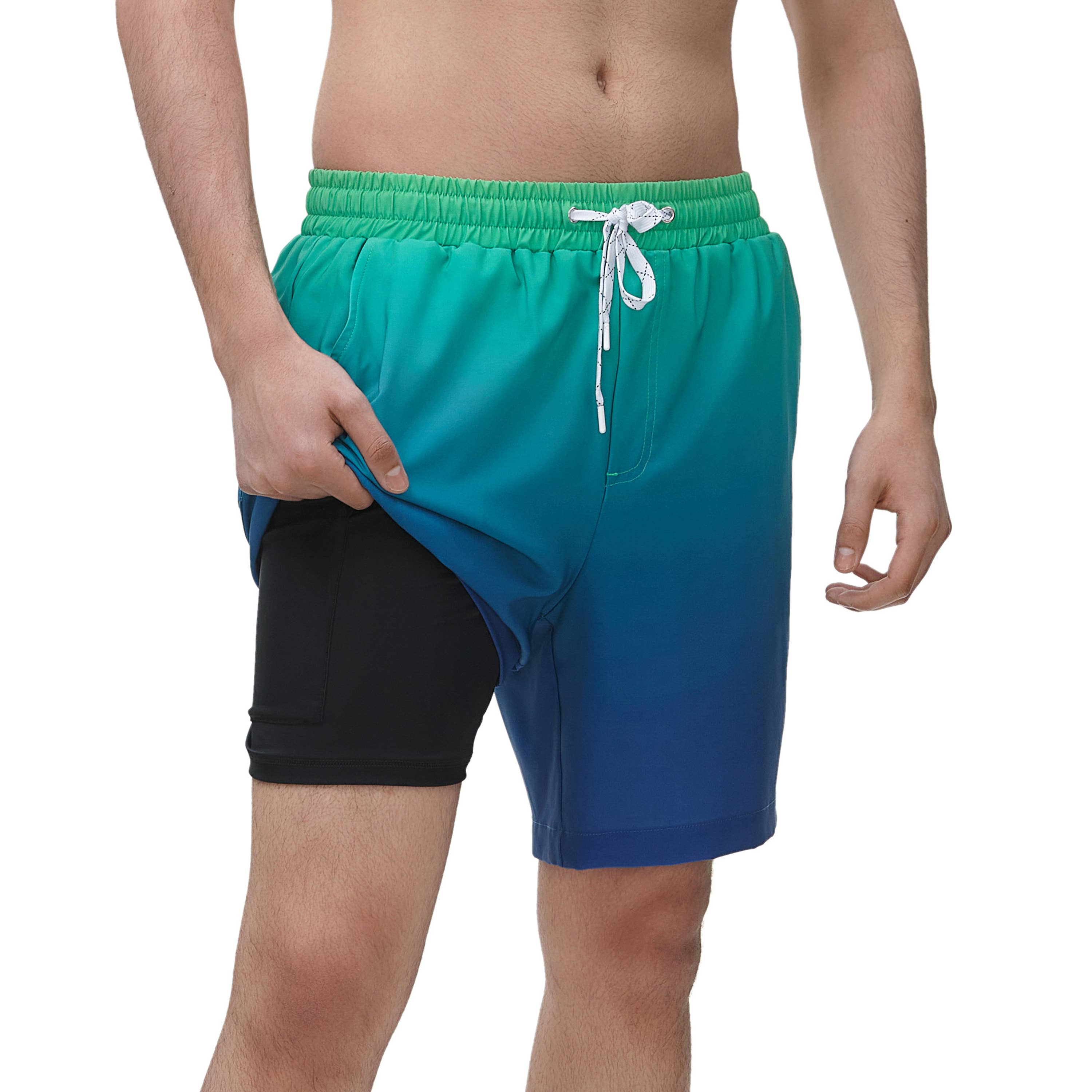 Rokka & Rolla - Wholesale Swim Shorts - Men's - Men's 7'' Stretch Swim Short with Compression Liner Swimwear21