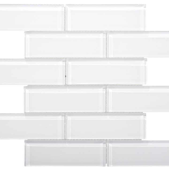 WS Tiles - Vente Carrelages muraux - Carreau de métro en mosaïque de verre 2 « x 6", dosseret pour cuisine et salle de bain - 5 pieds carrés par carton - super blanc1