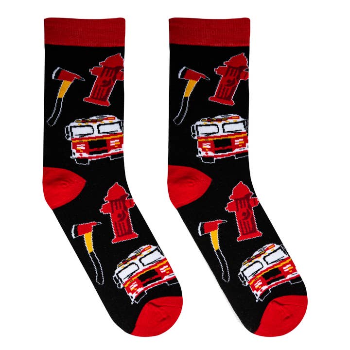 Crazy Socks - Wholesale Socks - Men's - Firefighter - Mens Crew Folded - Crazy Socks1