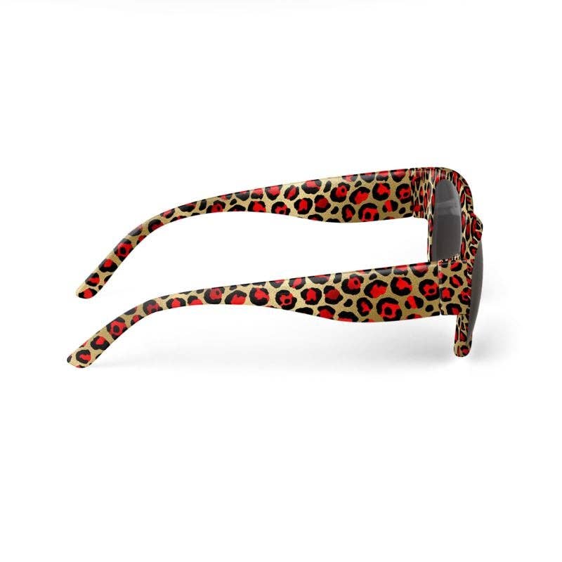 Sorbey - Vente Lunettes de soleil – femme - Lunettes de soleil à imprimé animal rouge et doré3