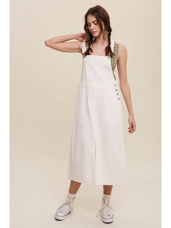 Weiss Weißes Denim-Overall-Midikleid für den Großhandel auf Faire1