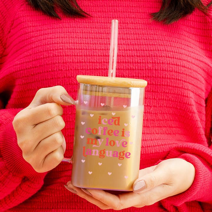 Square Glass Cup - Coffee Is My Love Languag for wholesale by The Darling Effect