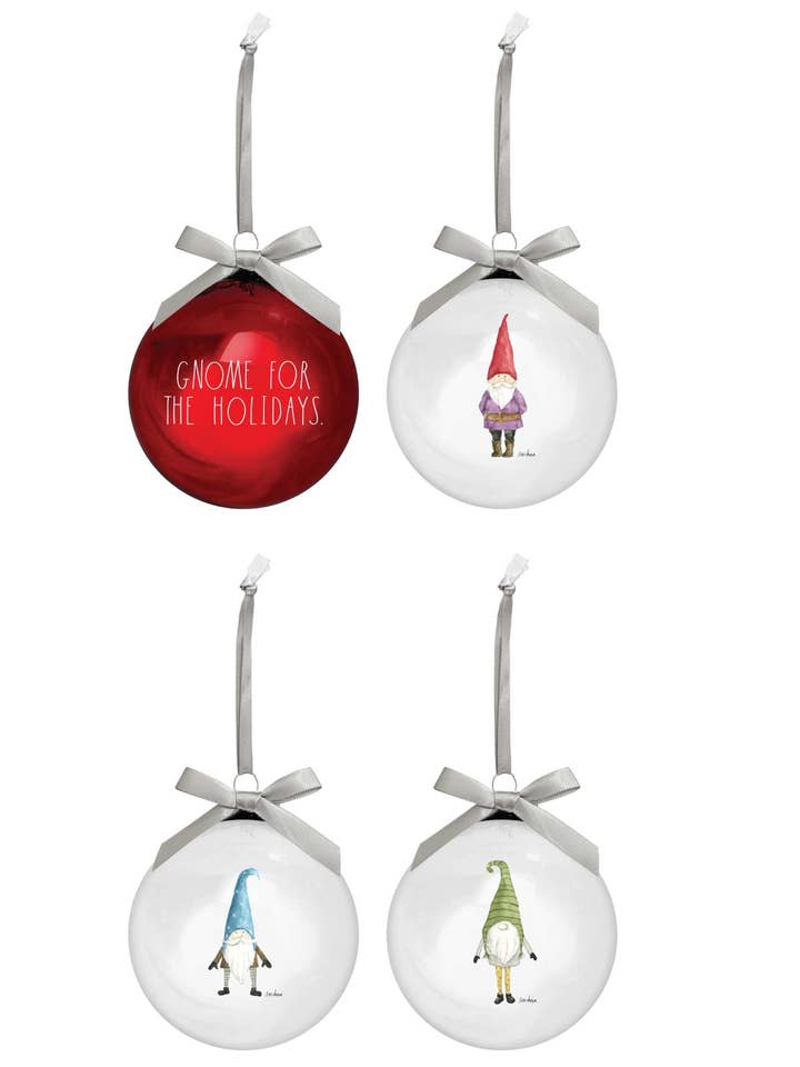 Set di 4 decorazioni natalizie a tema gnomo di Rae Dunn per la vendita all'ingrosso da parte di DesignStyles Home