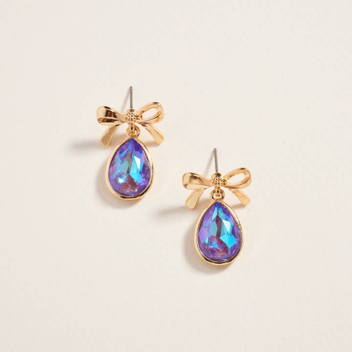 Designature New York - Wholesale Dangle Earrings - Teardrop Rhinestone with Metal Bow Post Earrings9