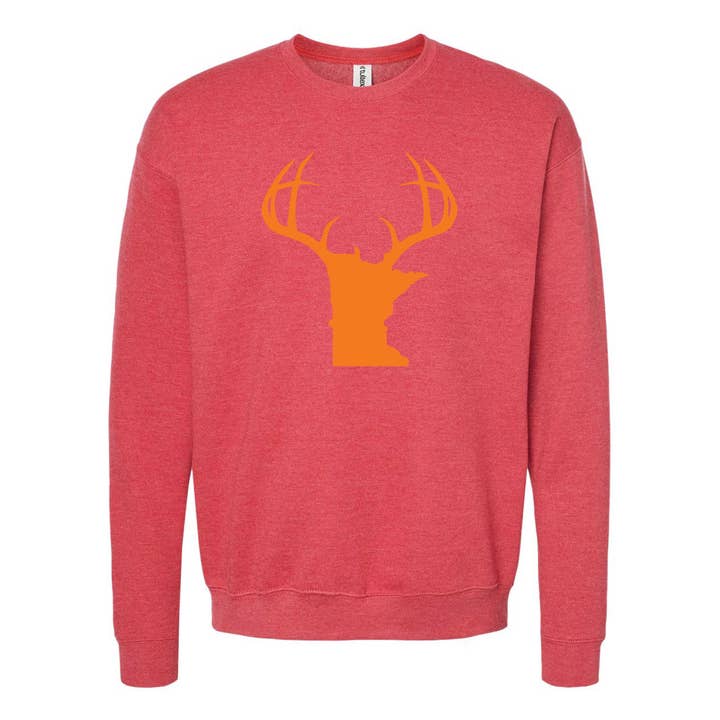 Minnesota Blaze Orange Antlers Sweatshirt mit Rundhalsausschnitt für den Großhandel von Minnesota Awesome