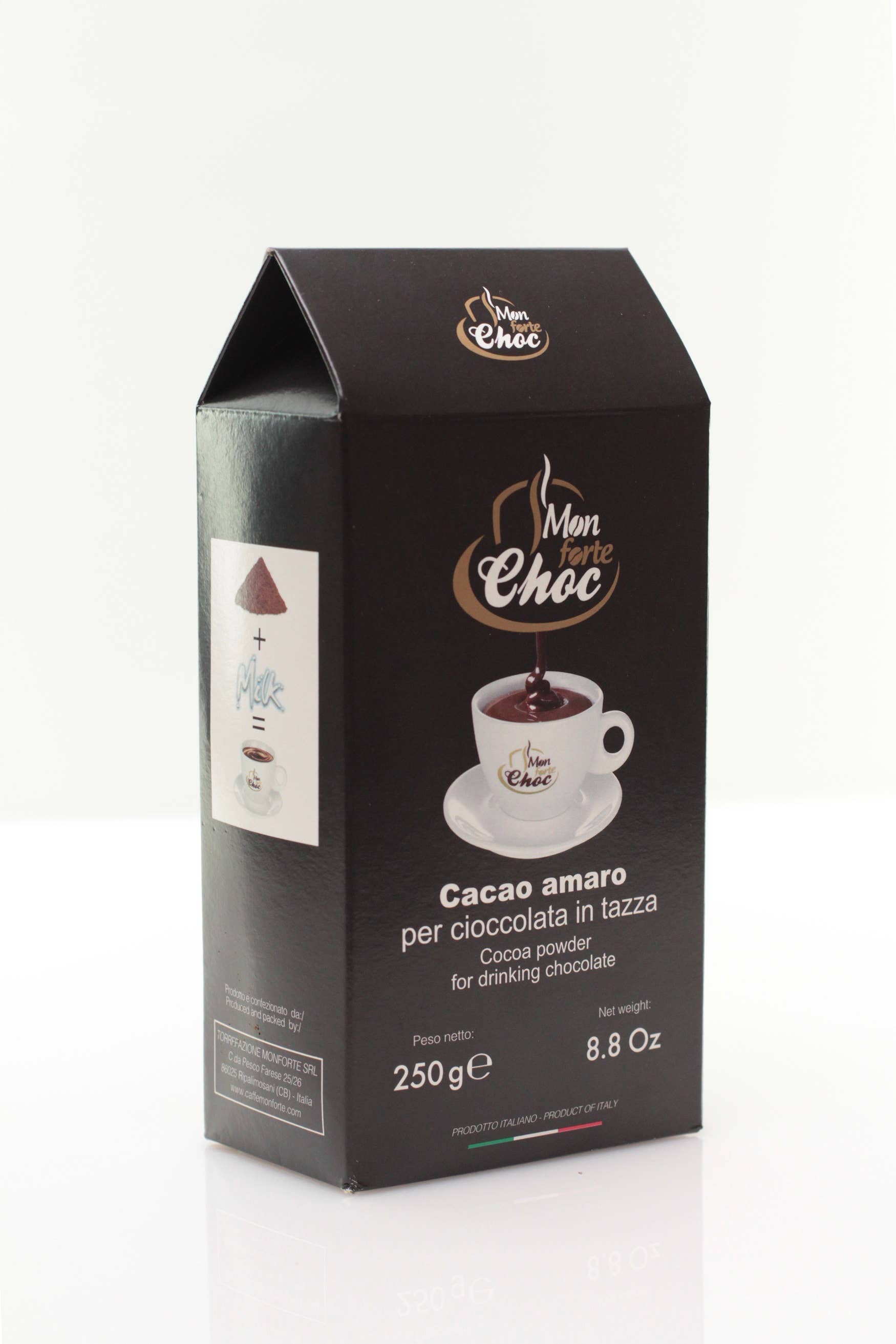 Caffè Monforte - Vente Préparations/kits pour chocolat chaud - Poudre de cacao noir MonforteChoc 250 g2