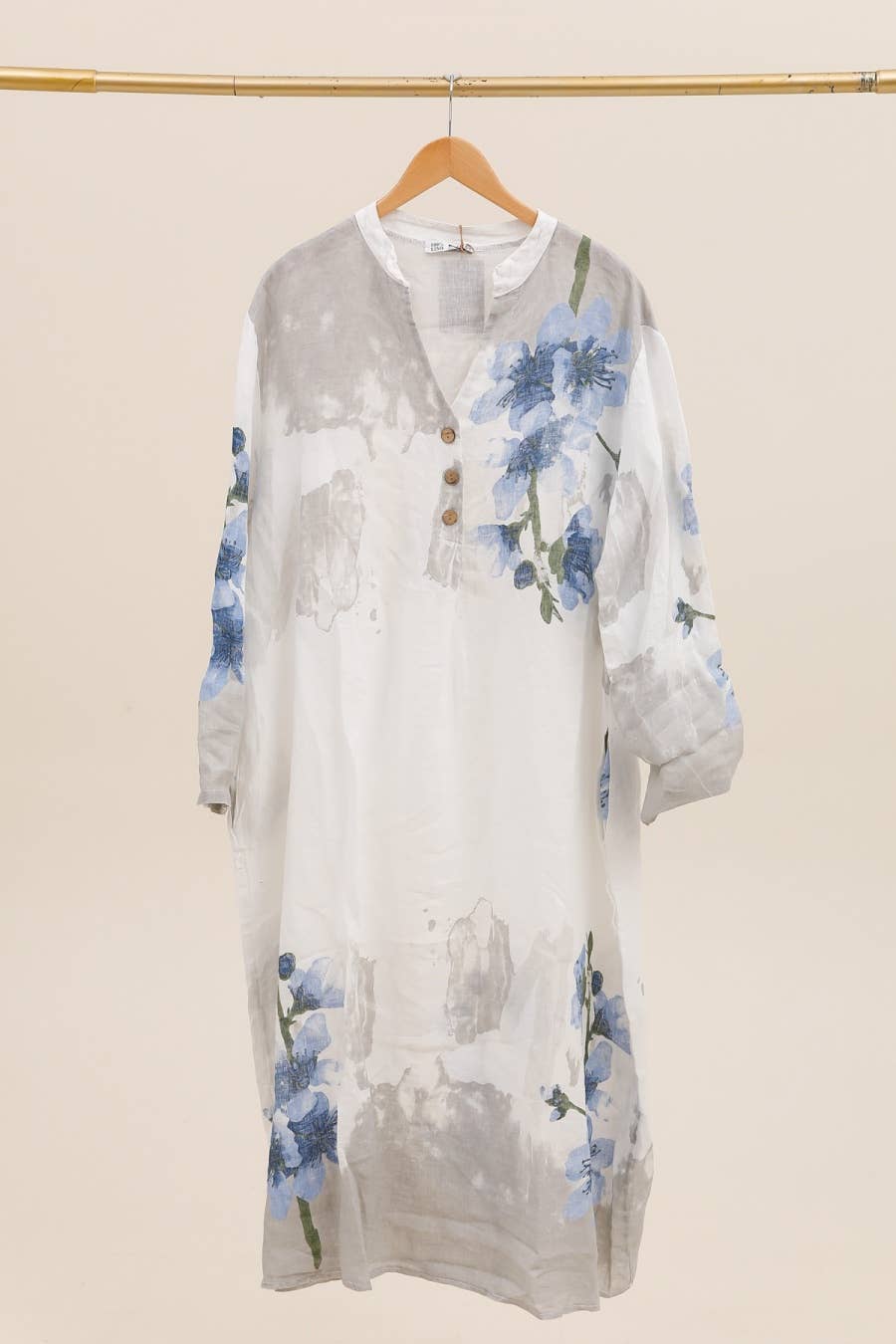 Lea & Luc - Grandes Tailles - Wholesale Dress - Women's - Floral print dress in 100% Linen REF. 722300