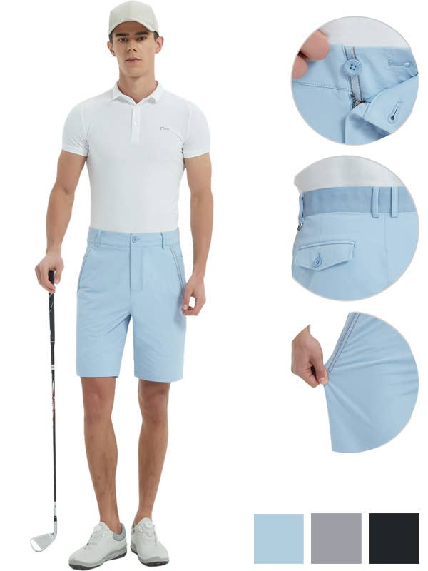 Qing Dao Lai Si Ma Te Fang Zhi You Xian Gong Si - Vente Short de sport – homme - Short de golf stretch pour hommes avec poches, taille élastique6