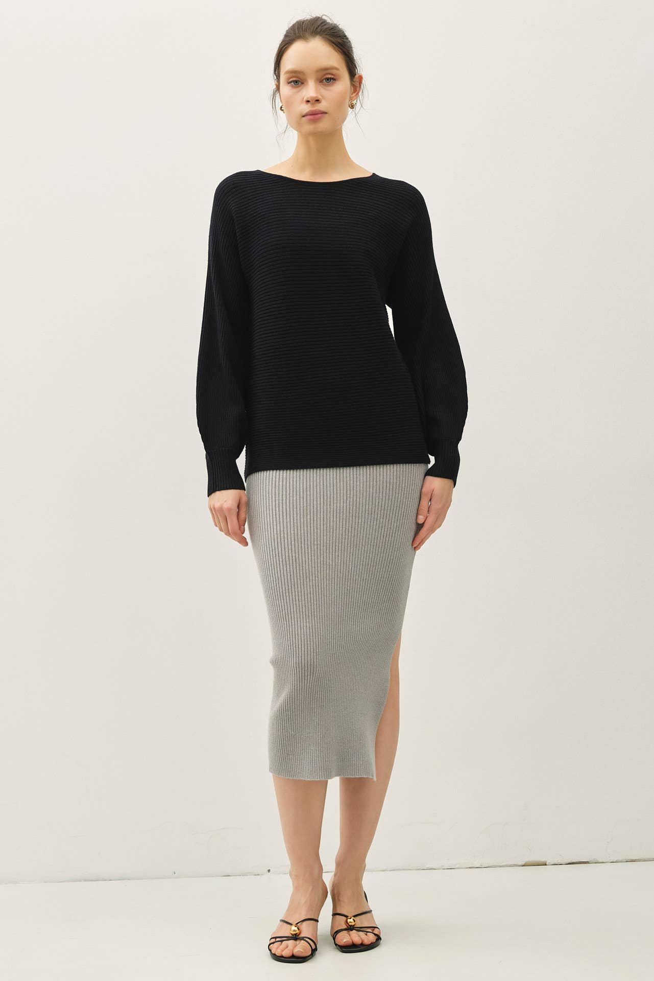 Be Cool - Wholesale Knit Sweater - Women's - HORIZONTAL RIBBED LONG SWEATER1