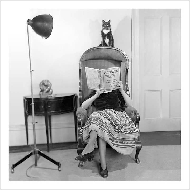 Mrs Middleton and Junior the Cat square blank greetings card for wholesale by Inky Blue Ltd t/a Holy Mackerel