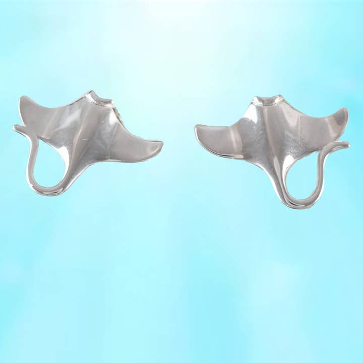 Hawaiian Manta Ray Earrings, Sterling Silver Manta Ray Stud Earrings, Hawaiian Jewelry, Christmas Anniversary Birthday Gift for wholesale by Paradise Treasures Jewelry