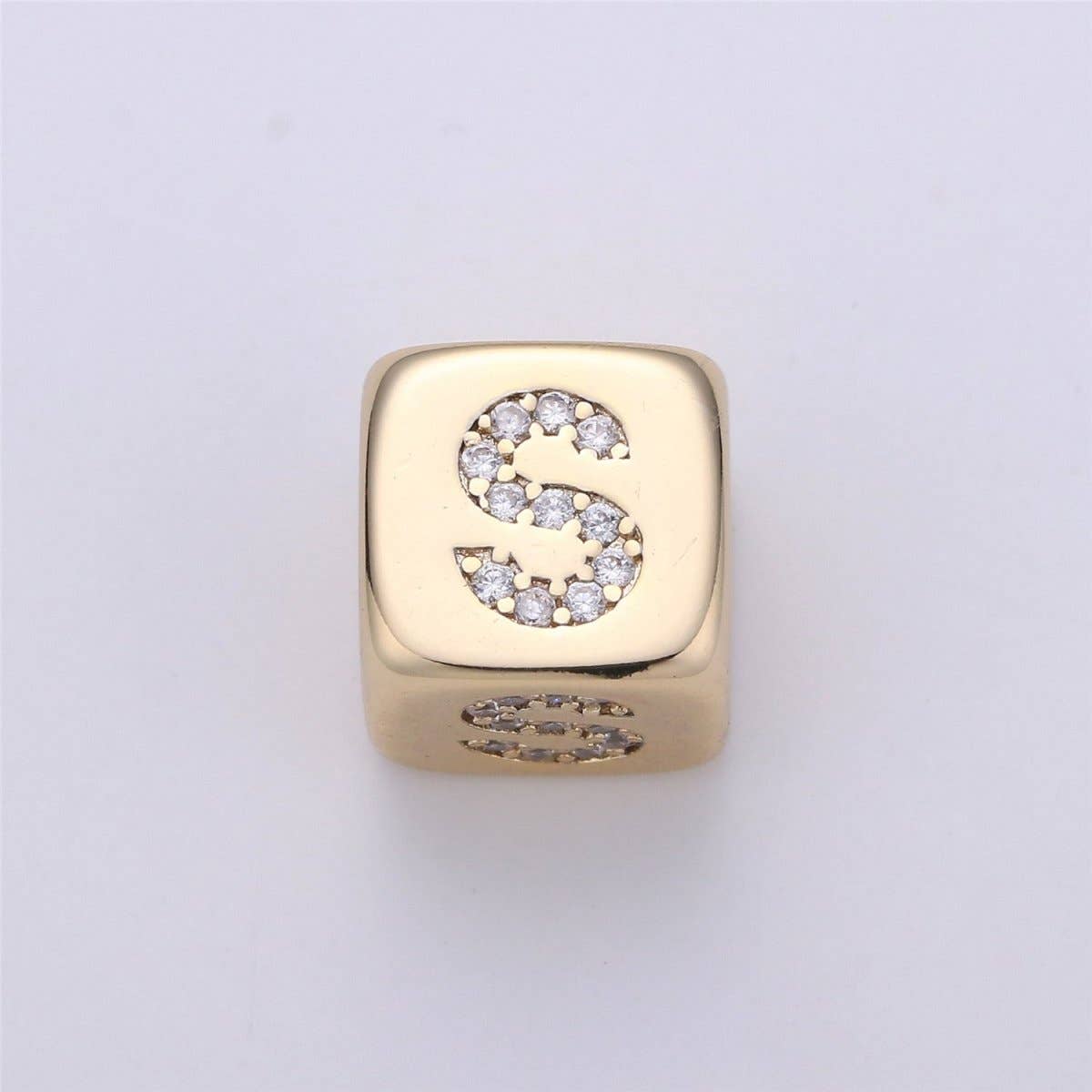 Aim Eternal - Wholesale Individual Charm/Pendant - 9x9mm Gold Initial Letter Beads, Alphabet Beads, Initial Beads, Alphabet Blocks Micro Pave Initial Block Charm for Bracelet Necklace Supply18