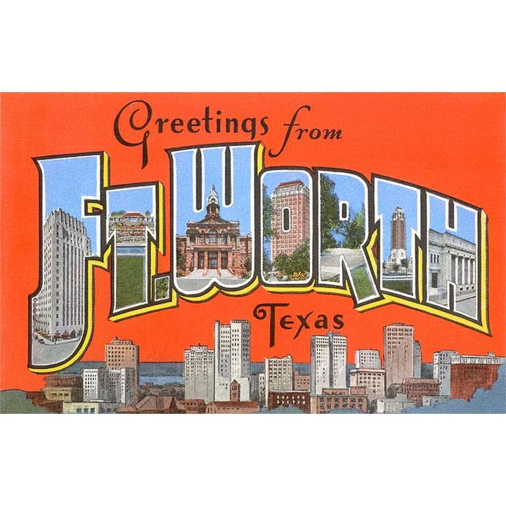 Impression d'art TX-711 Salutations de Fort Worth, Texas pour la vente par Found Image Press