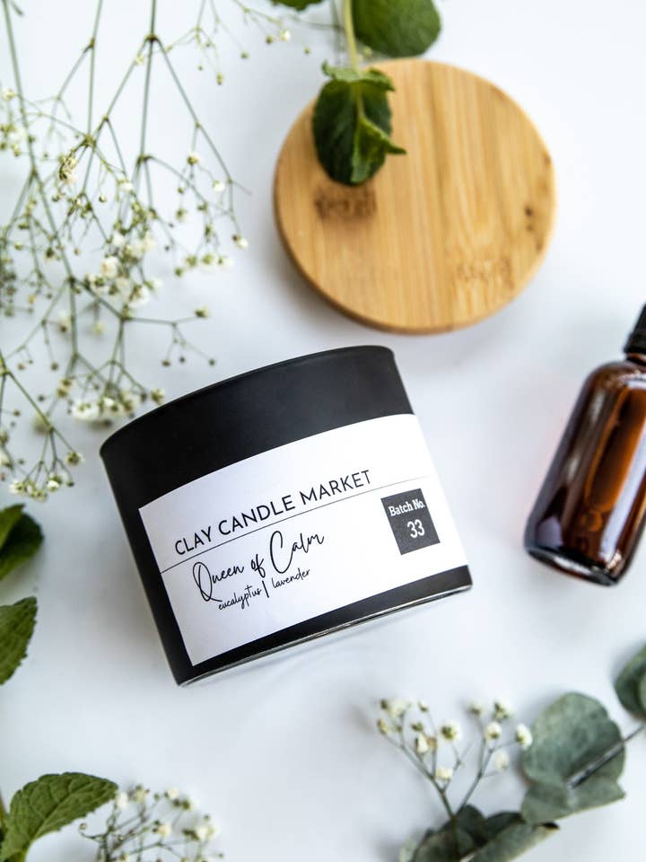 Dronning af rolig lavendel + Eucalyptus Rolig blanding for engroshandel hos Clay Candle Market