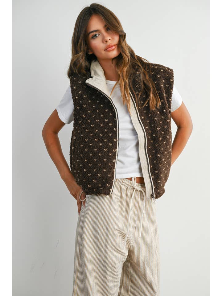 BUTTERMELON - Wholesale Jacket - Women's - Floral Fleece Sleeveless Vest - BMJ784954