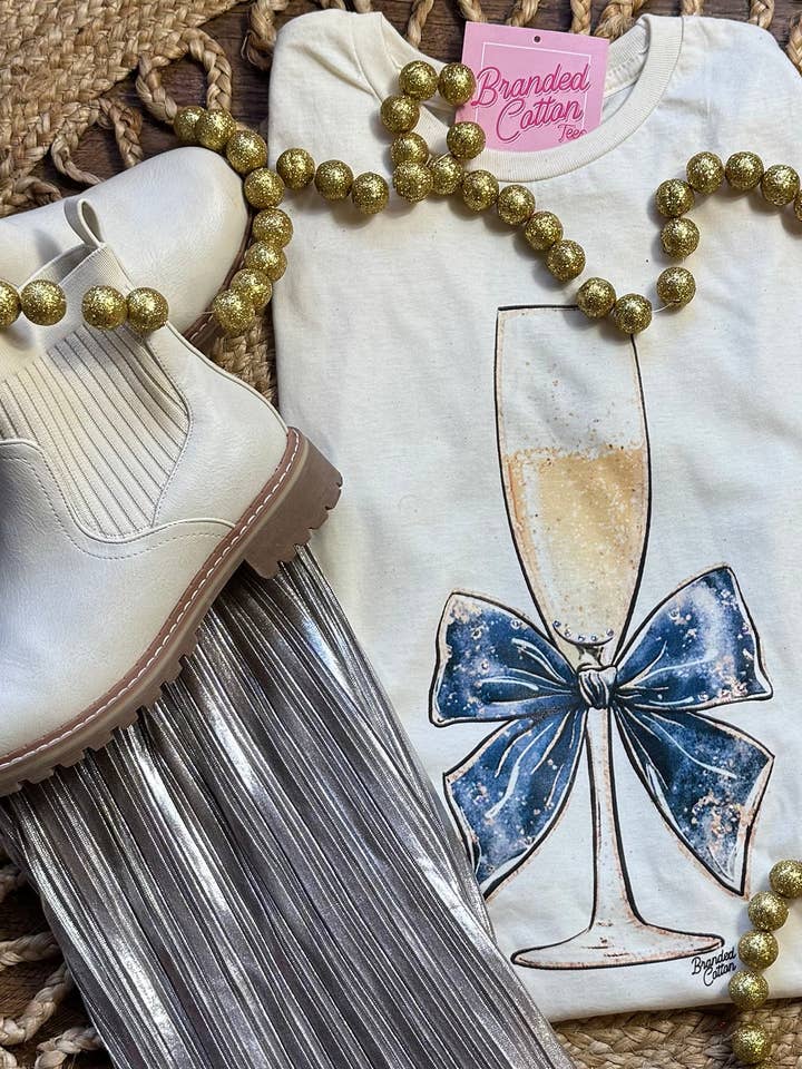 Champagne Bow Glass for wholesale by Branded Cotton