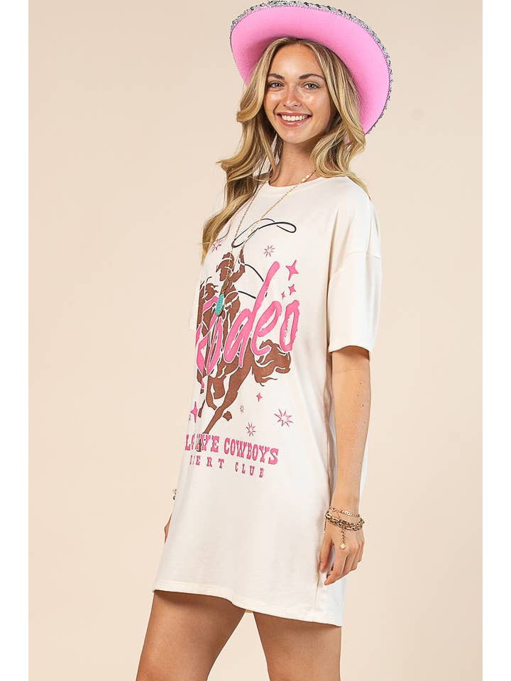 VANILLA AV1202-CELIA WESTERN RODEO GRAPHIC T-SHIRT DRESS for wholesale on Faire3