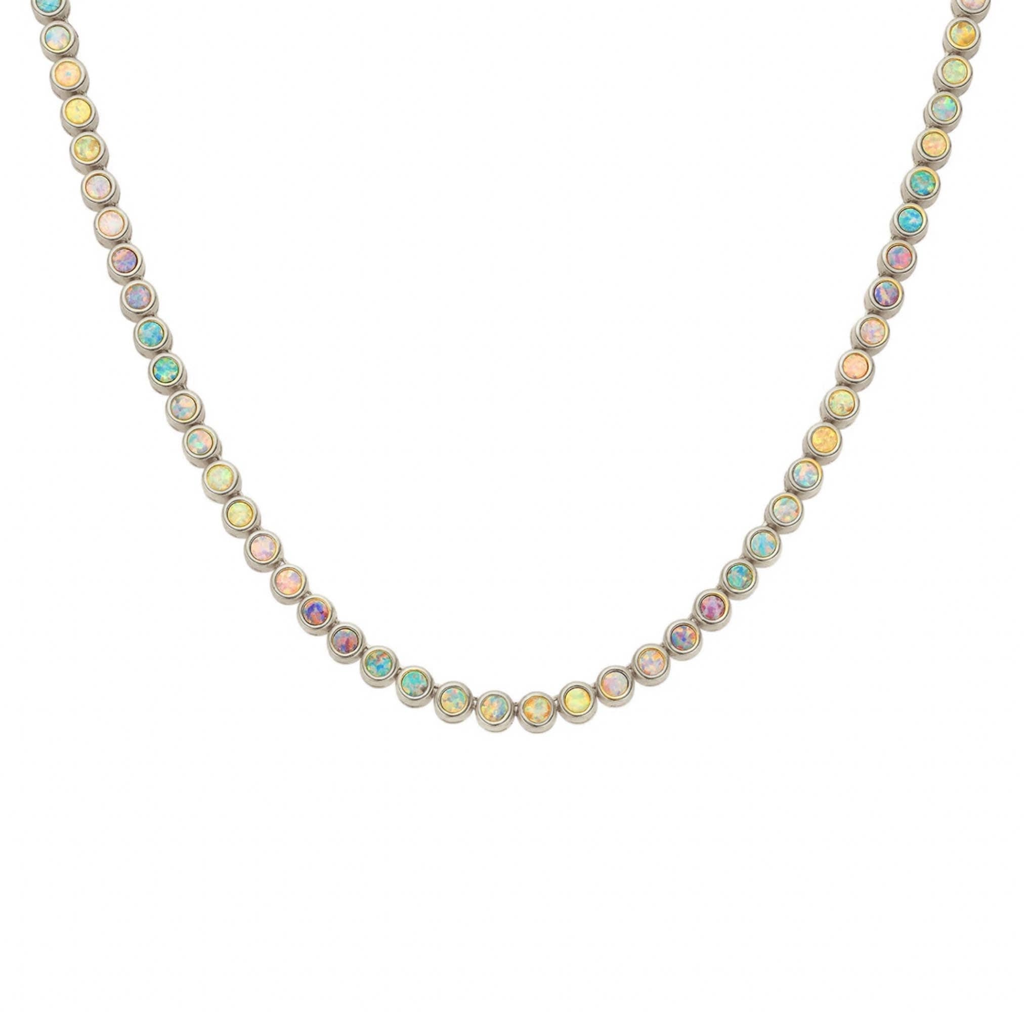 La Kaiser – wholesale Beaded/pearl necklace – Silver Opal Ombre Tennis Necklace0