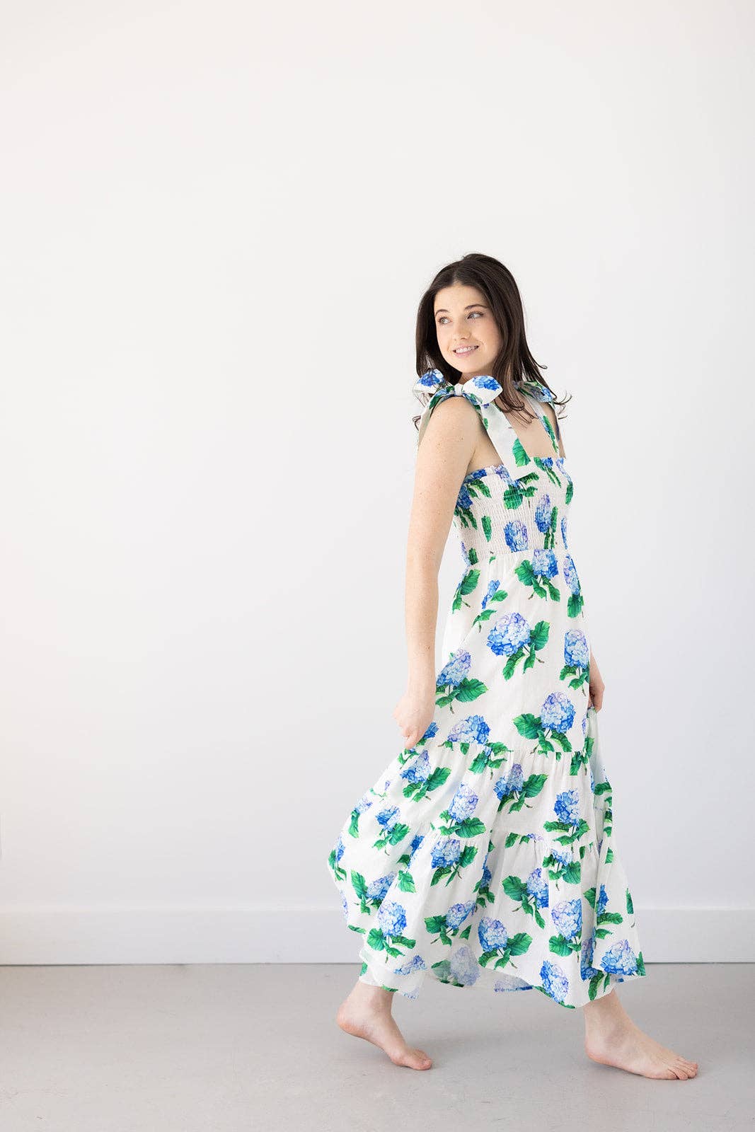 Kathleen Maeve - Wholesale Dress - Women's - Emma Bow Maxi Dress | Bright Blue Hydrangeas13