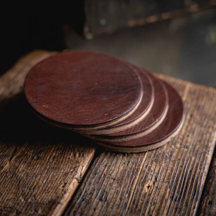 Craft and Lore - Wholesale Coasters - Round Leather Coaster Set