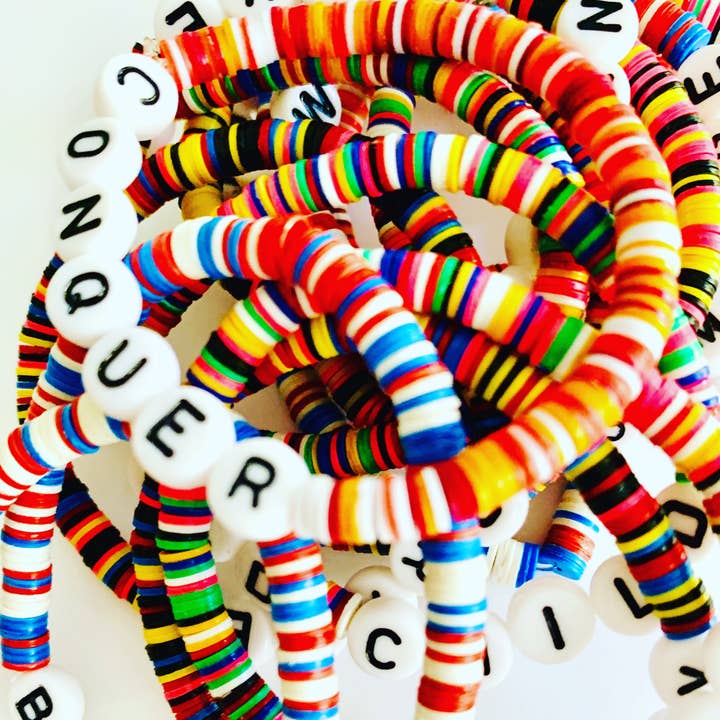 Sadie’s Moon - Wholesale Beaded Bracelet - Kids - Love Beaded Vinyl Rainbow Bracelet