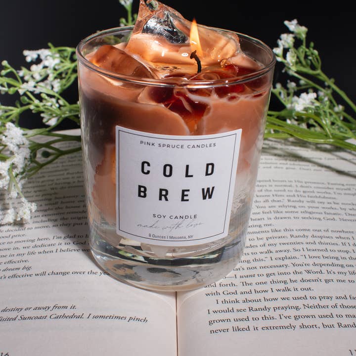 Pink Spruce - Wholesale Jar/Filled Candle - Handpoured Soy Wax Cold Brew Iced Coffee CandleÂ
