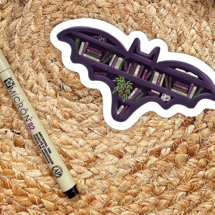 Bat Bookshelf Sticker | Fall & Halloween Kindle Stickers for wholesale by Serafine Art and Design