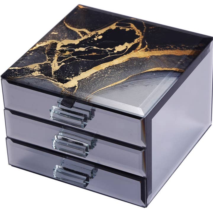 Agate Crystal: 6"x6"" Jewellery Box With Drawers for wholesale by Tobin Tate