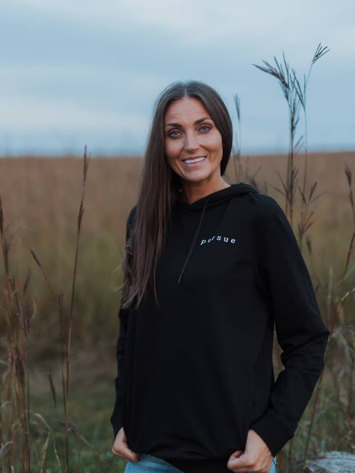 Pursue - Double sided - Black Christian Sweatshirt for wholesale by Six Notes Christian Clothing