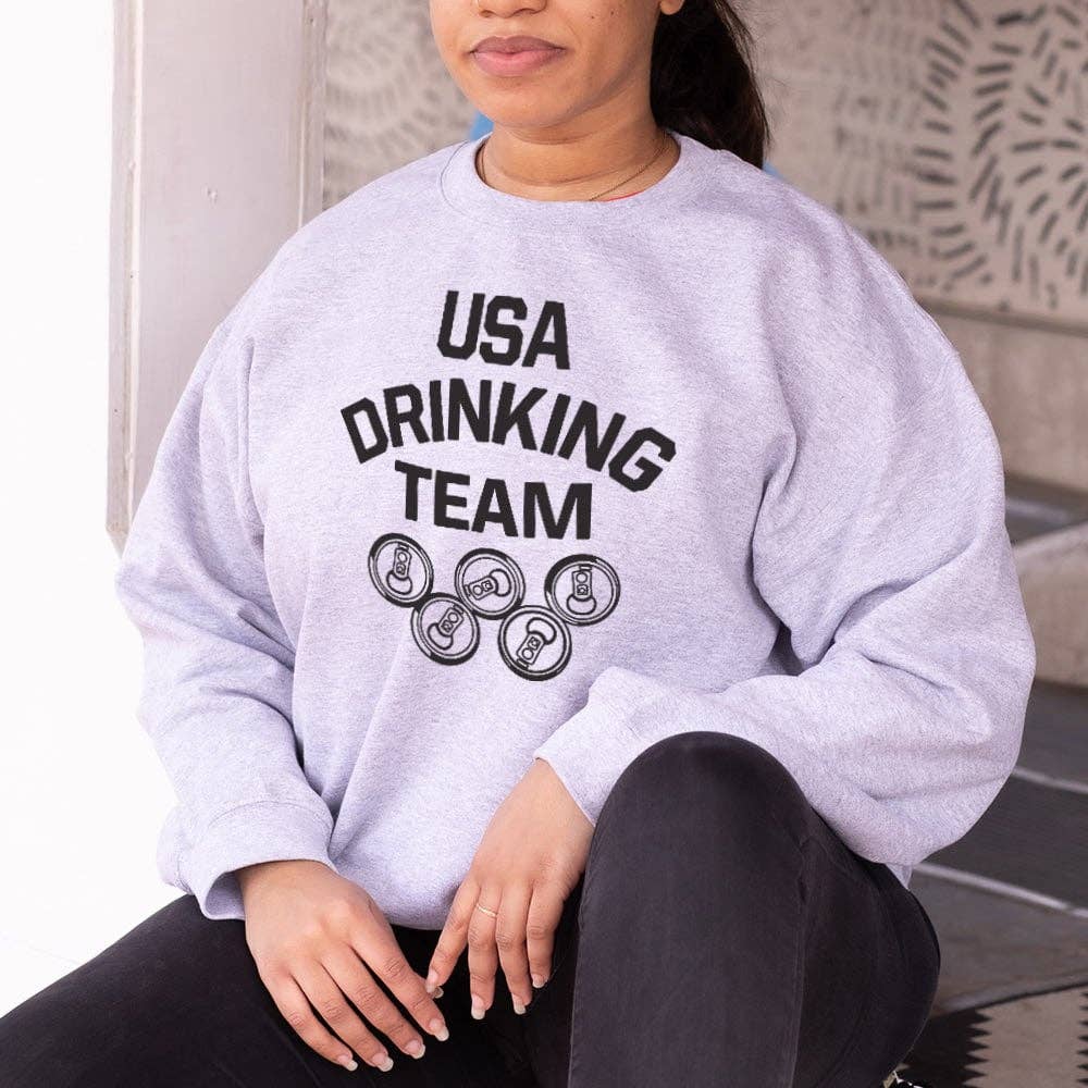 Gray Heather USA Drinking Team Sweater for wholesale on Faire0