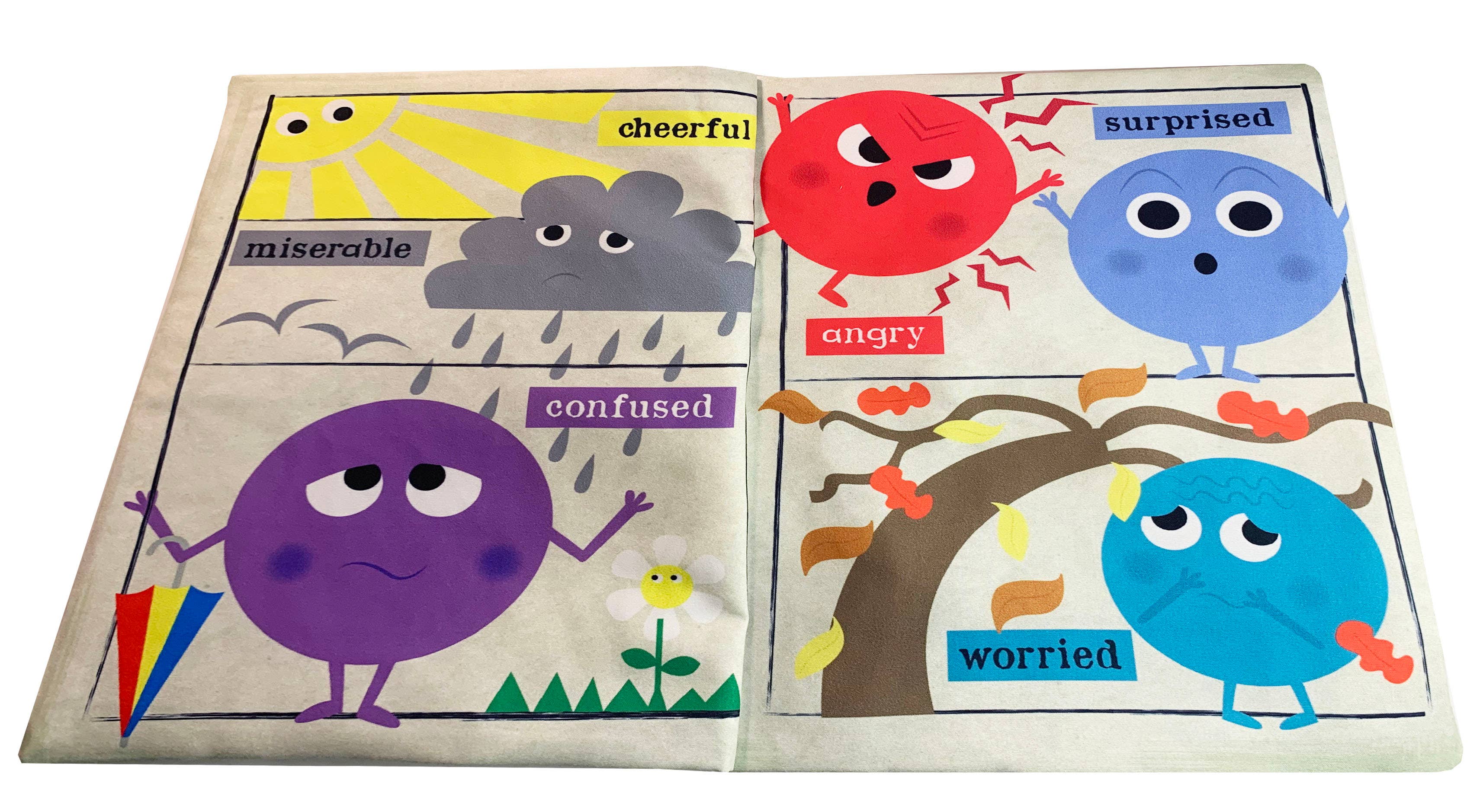 Jo & Nic's Crinkly Cloth Books - Wholesale Baby & Toddler Book (0-2) - Nursery Times Crinkly Newspaper - Rainbow of Emotions1