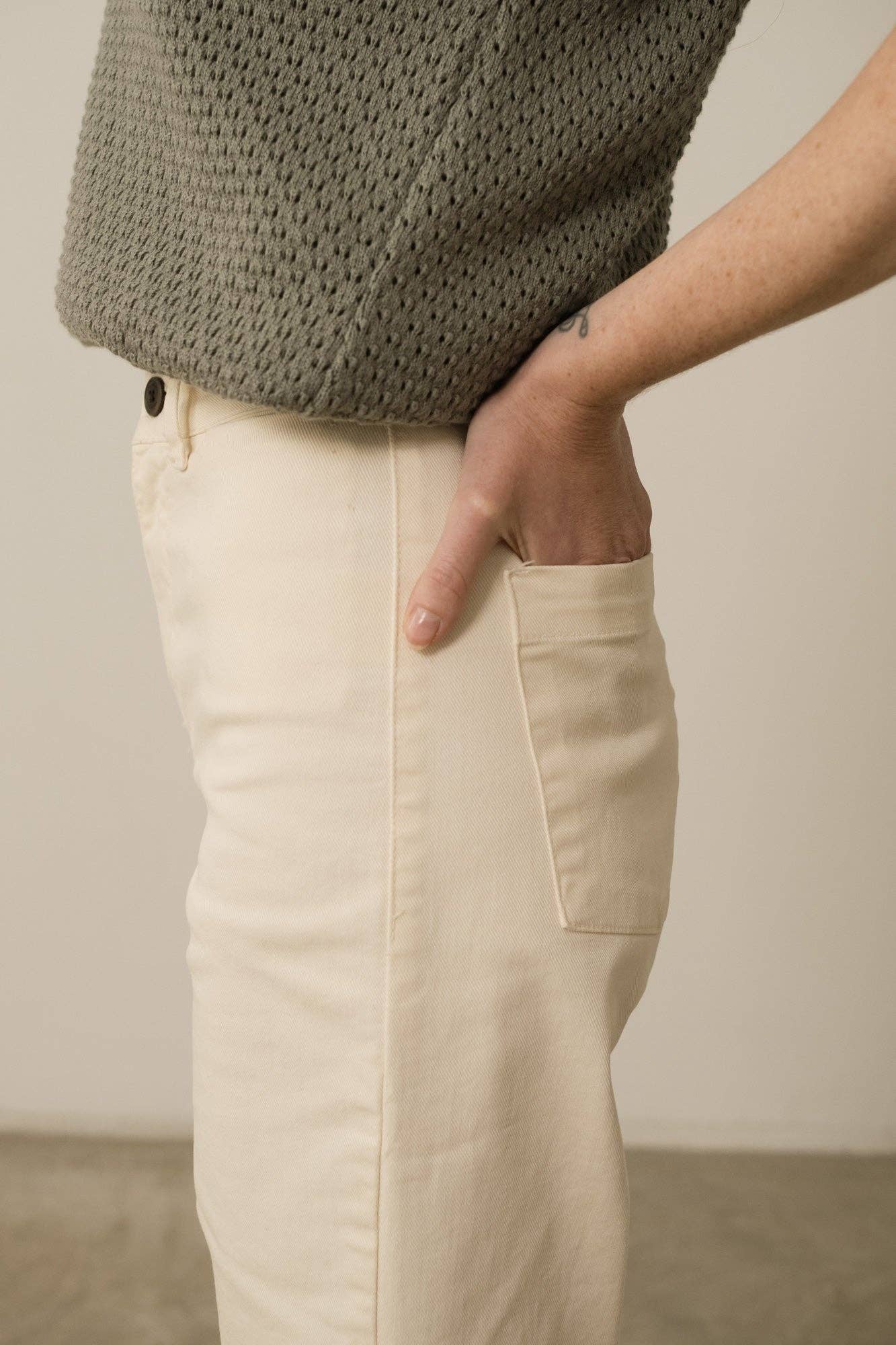 Hani Recycled Cotton Sailor Pants In White for wholesale on Faire2