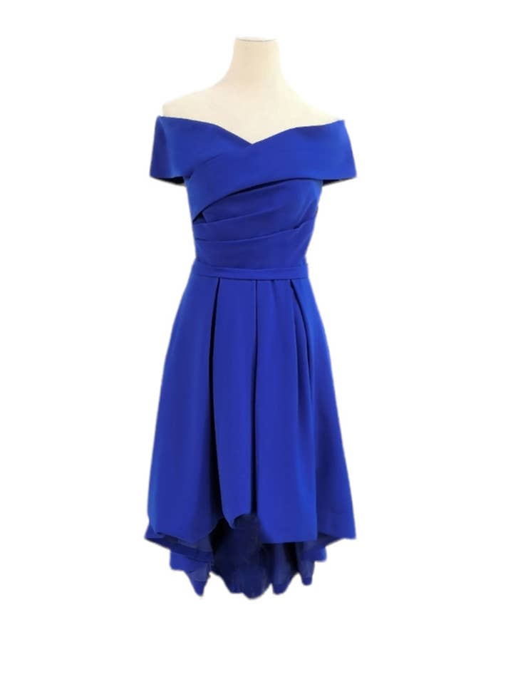 Robe de cérémonie style courte long avec ceinture Bleu Roi pour la vente par Les Voiliers