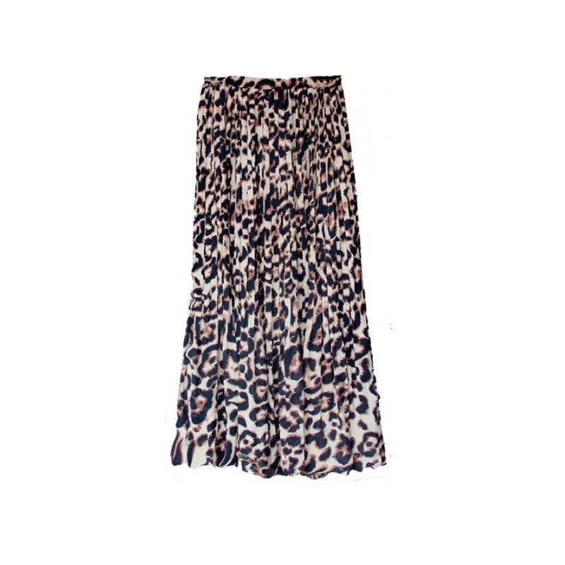 Leopard Print Pleated Midi Skirt for wholesale on Faire4