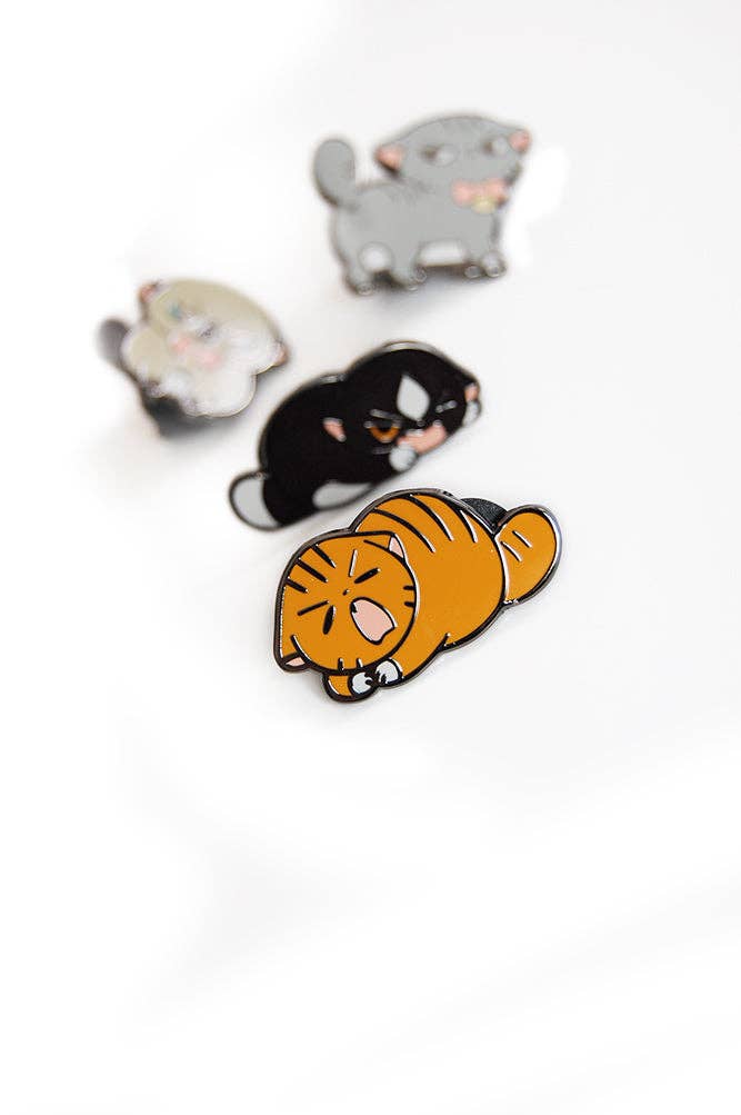 Floral Frolic - Wholesale Lapel Pin/Button - Angry Cat Pin Set4