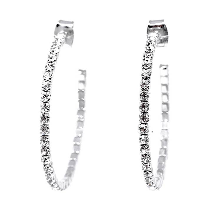 Earrings - Crystal - 1/2 Hoop Silver Medium for wholesale by Beksan Designs