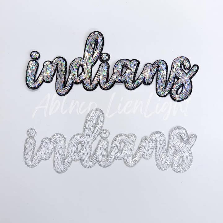 ABLNco - Wholesale Patch - Indians Cursive Letter Mascot Gameday Sequins Patch