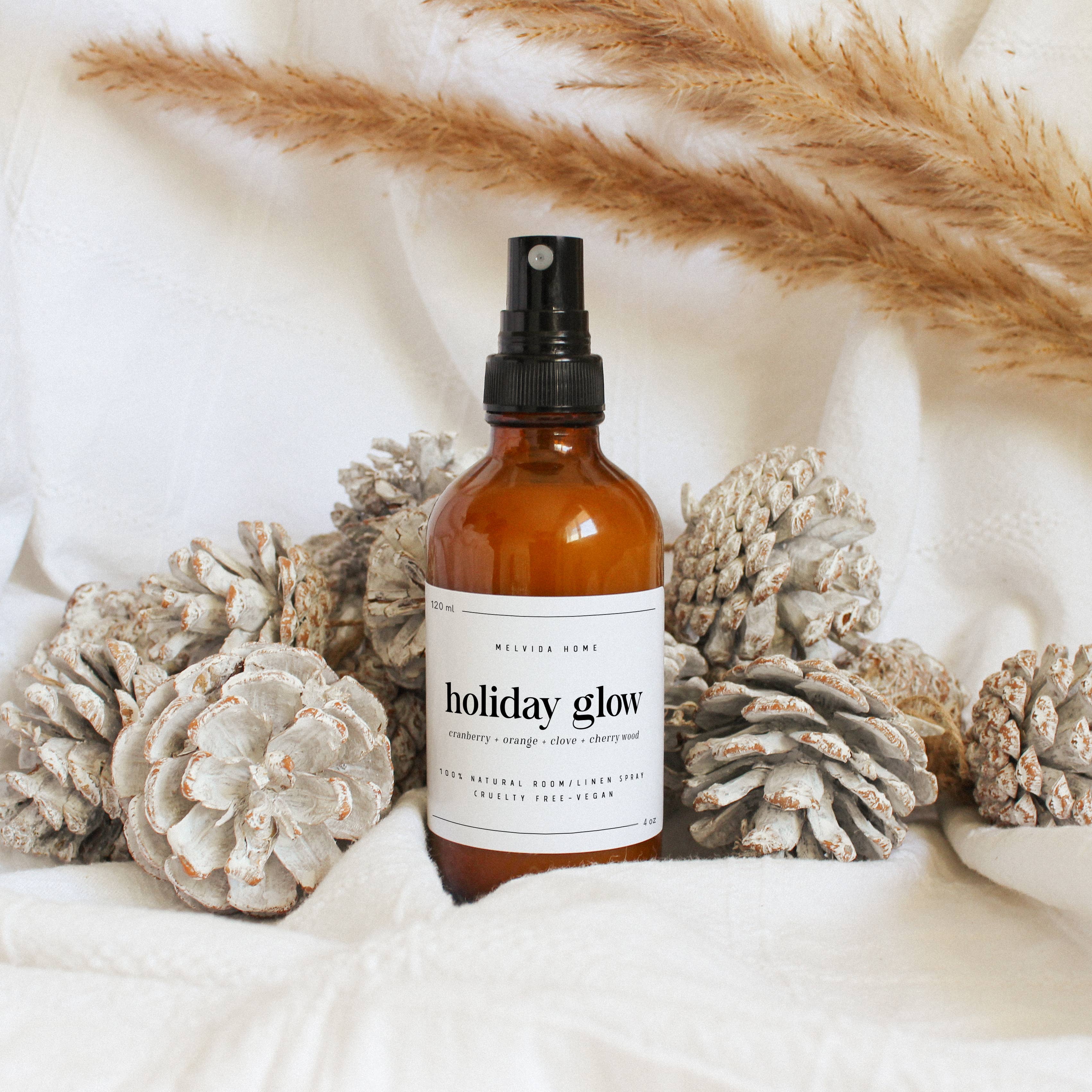 Melvida Home - Wholesale Room & Linen Spray - Holiday Glow - Room + Linen Spray 4 oz - Christmas Gift