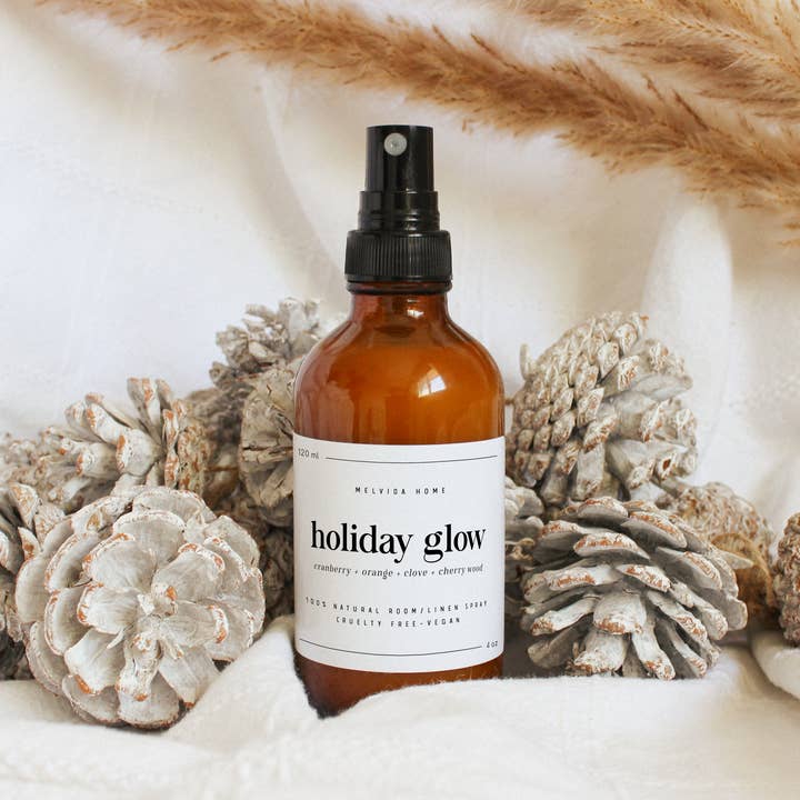 Melvida Home - Wholesale Room & Linen Spray - Holiday Glow - Room + Linen Spray 4 oz - Christmas Gift0