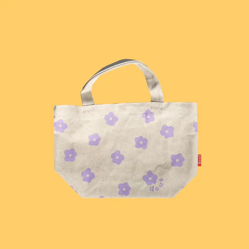 Dous - Wholesale Tote Bag - Women's - flower cotton canvas mini tote bag zippered pocket7