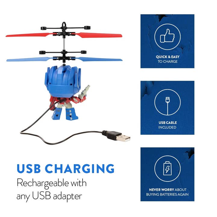 World Tech Toys - Wholesale Toy Plane - Kids - Transformers Optimus Prime Flying Figure IR UFO Helicopter