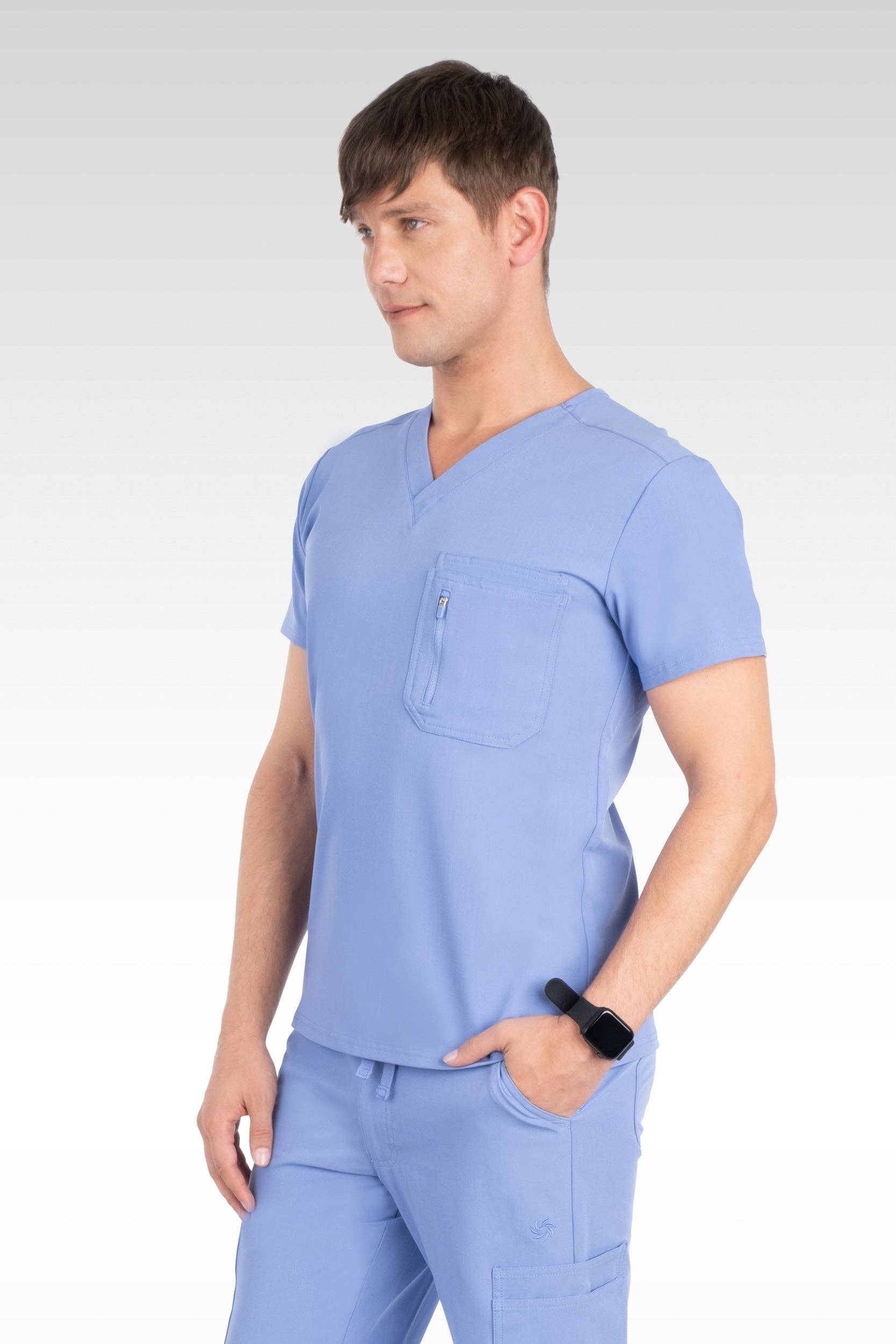Aura Naturale - Venta al por mayor Uniforme de sanidad - Hombre - Caspian Hombre Clásico Cuello en V con 4 Bolsillos Blusa de Uniforme Médico (95001)14