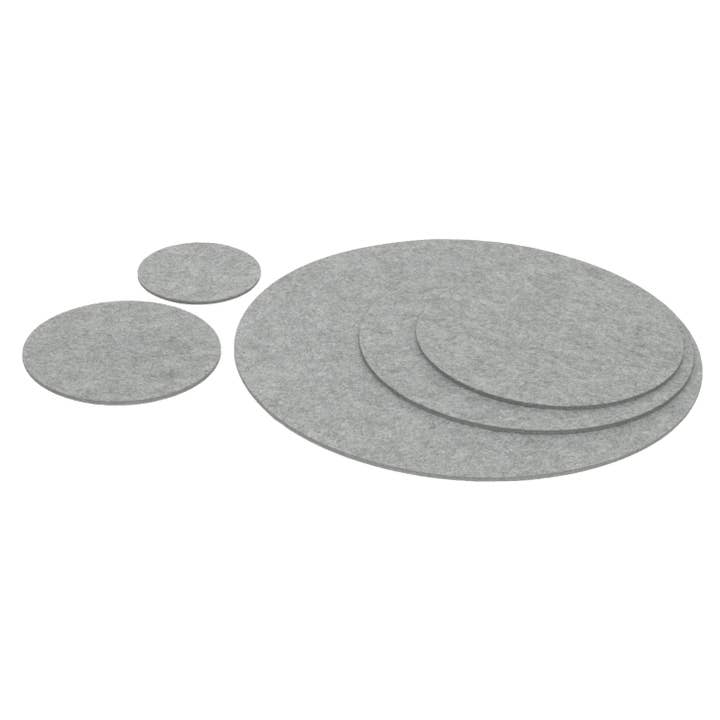 Filz Untersetzer / Tischset Hellgrau-Meliert, Rund, Größen für den Großhandel von Filzschneider