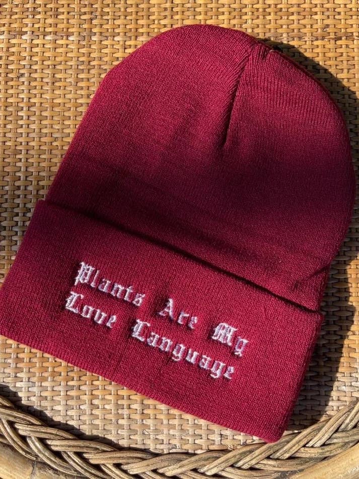 Embroidered Plants Are My Love Language Beanie for wholesale by The LA Garden